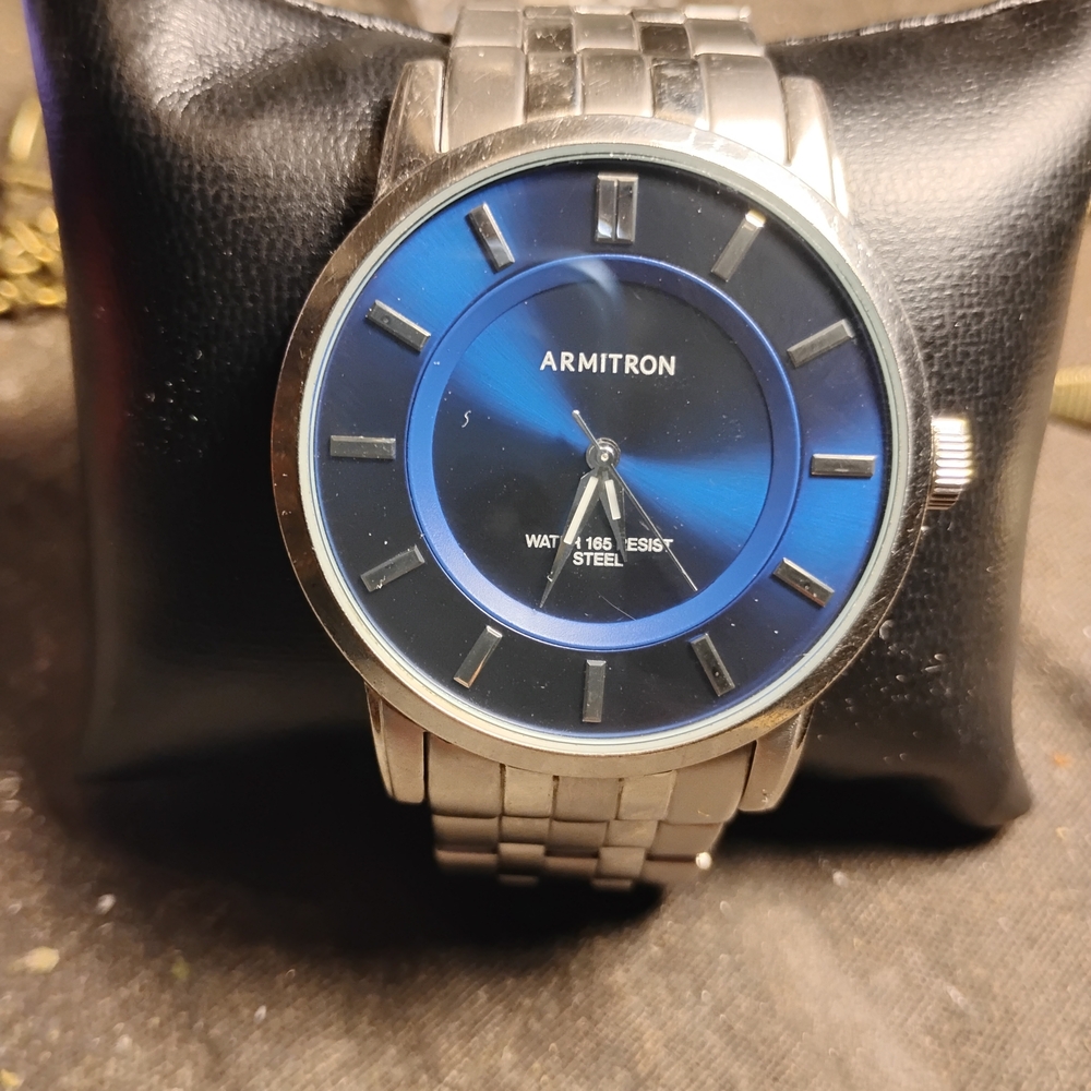 Armitron Blue Dial Silver Band Watch